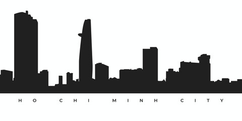 Ho chi minh city skyline silhouette - obrazy, fototapety, plakaty