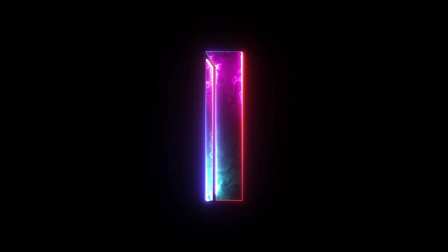 Glowing neon blue and purple alphabet "I" icon. Glowing alphabet I icon, glowing letter, Educational concept with neon letter