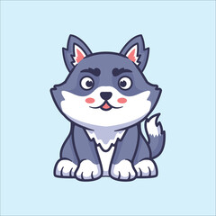 Cute wolf mascot character animal illustration
