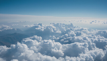 Fototapeta na wymiar Sky above the clouds aerial landscape background