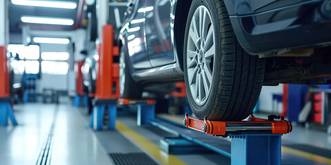 Wheel alignment equipment grip the tire of car