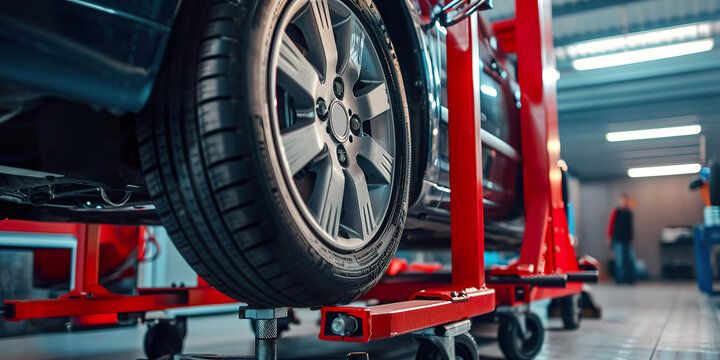 Wheel alignment equipment grip the tire of car