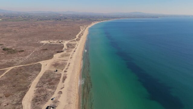 Amazing aerial view of the Epanomi coastline in northern Greece