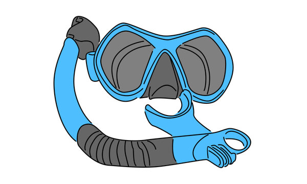 recommend clip art: line art color of scuba diving mask with snorkel vector illustration