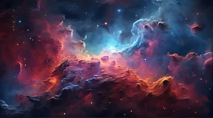 Deurstickers Colorful space galaxy cloud nebula. Stary night cosmos background wallpaper.   © Transparent png
