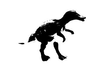 Obraz na płótnie Canvas black dinosaur silhouette isolated on white background, model of dinosaurs toys