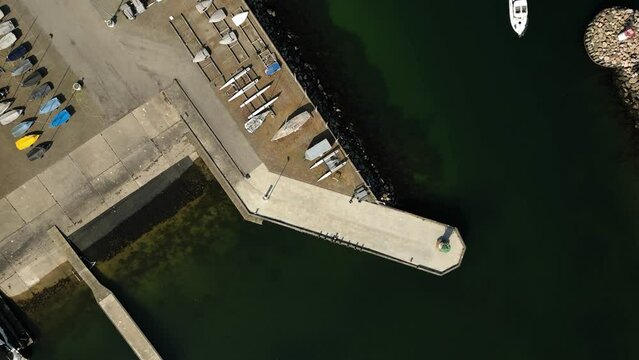 Drone footage of the pier at Eg&aring; Marina, Kal&oslash;vig boat association.