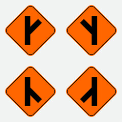 vector diagonal side road temporary signs