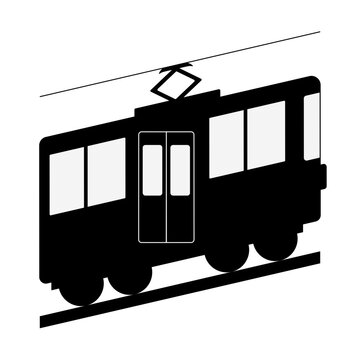 山の斜面を登るケーブルカーのアイコン
