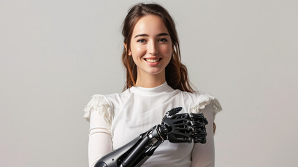 Naklejka premium woman with prosthetic arm