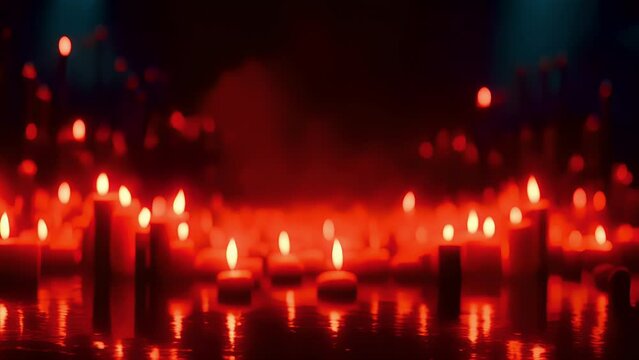 As the music starts the candles in this cartoon animation sway together like professional dancers but as the tempo picks up they start ping into each other and causing