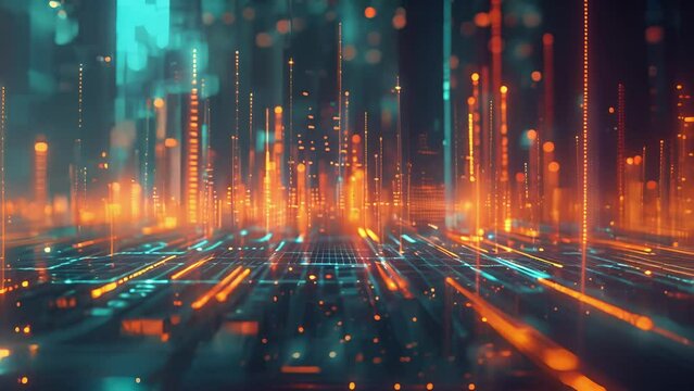 A 3D graph floats in space with each axis showcasing a different aspect of financial data bringing a new dimension to the understanding of complex financial information.