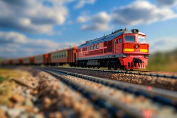 train in the countryside, in motion