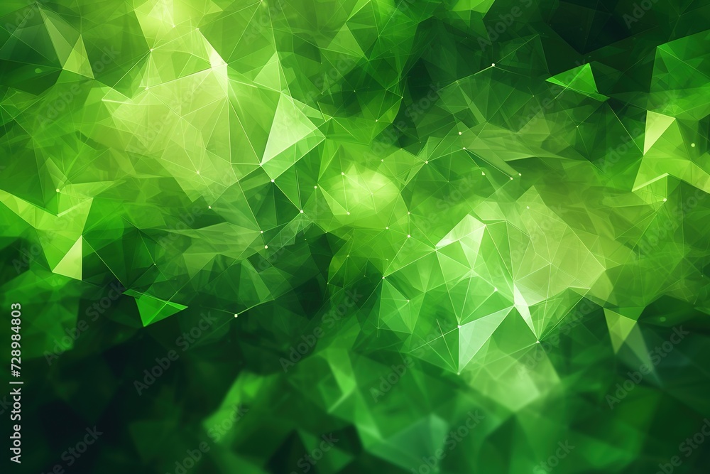 Poster green geometric triangle mosaic a bright and abstract nature-inspired design, featuring a vibrant gr