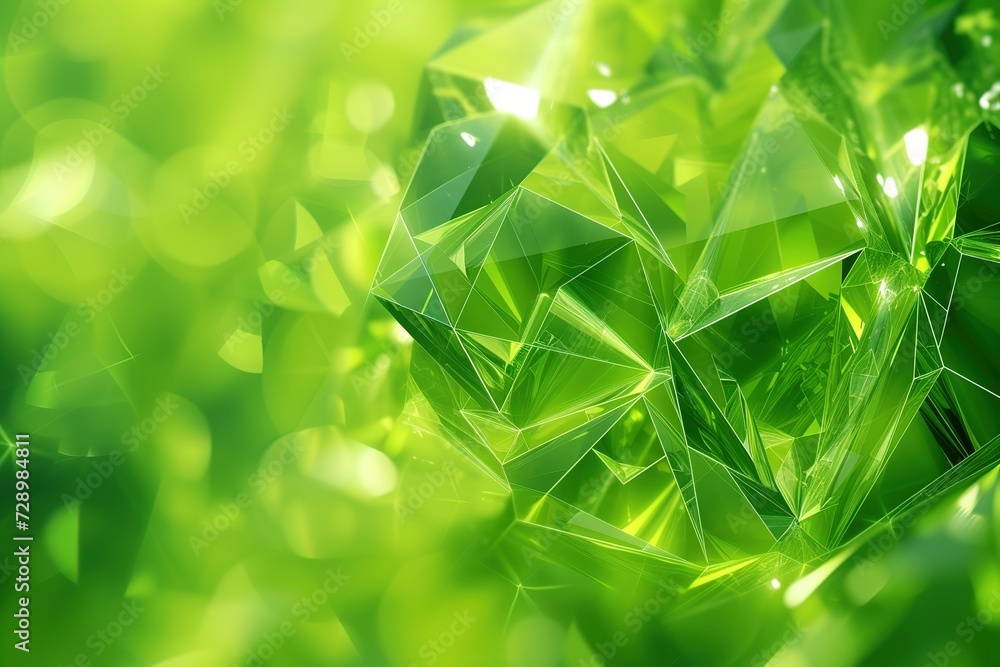 Poster green geometric triangle mosaic a bright and abstract nature-inspired design, featuring a vibrant gr
