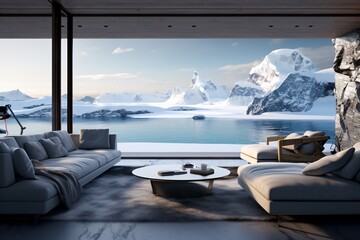 A luxurious and spacious cabin in the ship sailing in antarctica