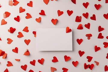 Romantic Heart-Shaped paper for Valentine's Day Celebration and Love-themed Design with paper in the middle for text.