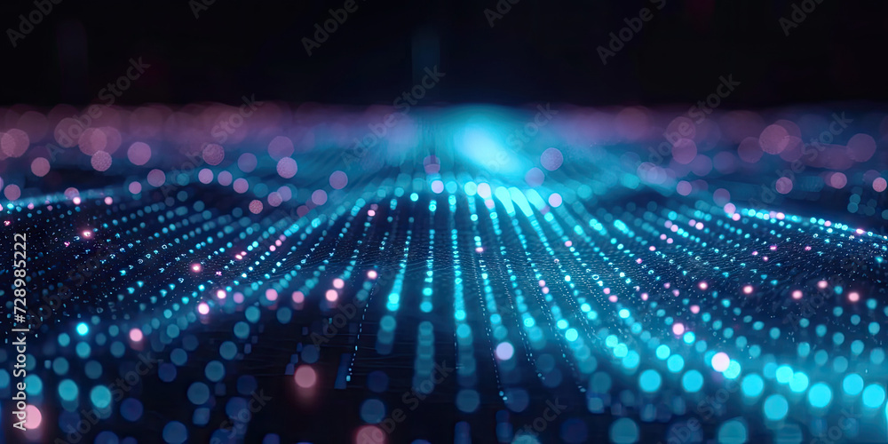 Poster 3d abstract dots representing digital binary data. concept for big data, deep machine learning, arti