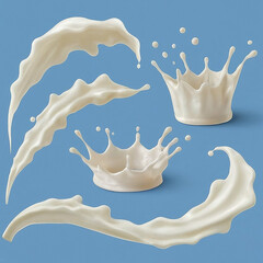 Realistic milk splashes or wave with drops and splatters delicious 19