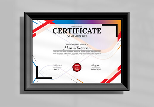 Colorful Membership Award Certificate Layouts