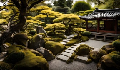 japanese garden in the morning