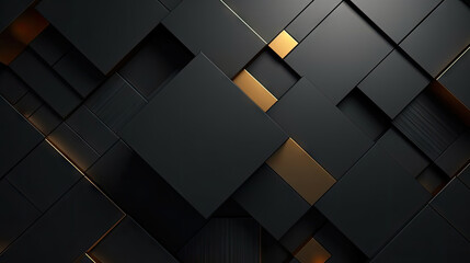 3d black and gold geometric pattern on a square background, black diamond pattern abstract wallpaper on dark background, Digital black textured graphics poster banner background - obrazy, fototapety, plakaty