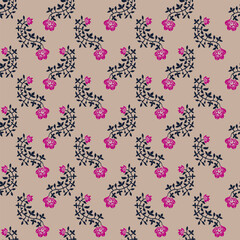 Retro simple flowers with leaves and blossoms