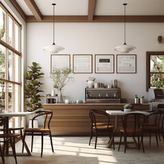 Sleek wood furniture and contemporary lighting define a stylish modern kitchen dining area