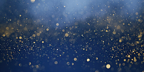  a blue and gold background with stars. Suitable for celestial, festive, or glamorous design projects such as invitations, holiday-themed graphics.glitter lights. de focused. banner.bokeh blur circle