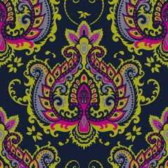 Paisley print decoration with leaves and blossom