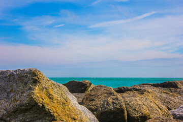 sea ​​coast, shore, beach, rest, holidays, beautiful weather and rest by the sea, travel to the ocean
