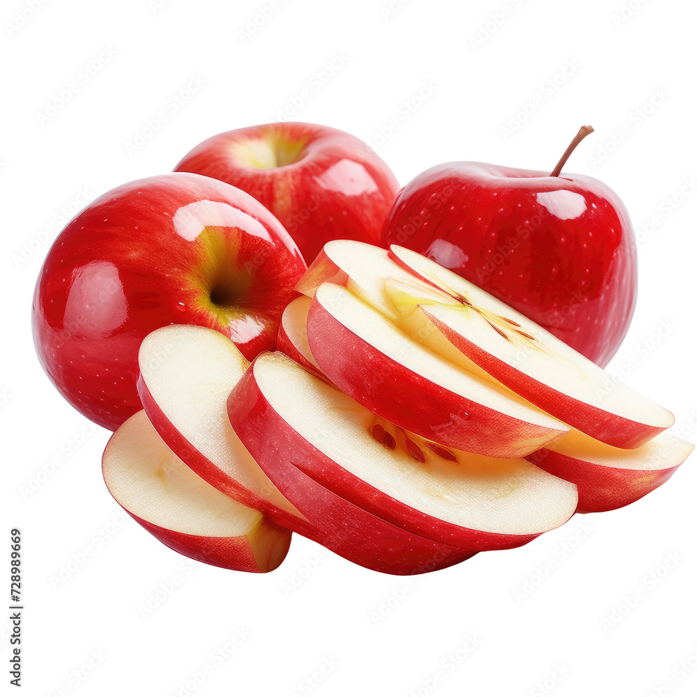 Wall mural Apple slice on transparent background