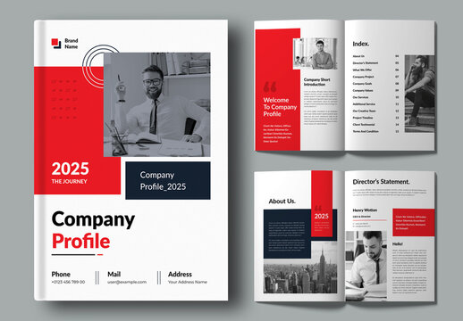 Corporate Company Profile With Red Color