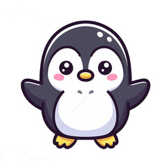 Obraz premium Cute baby penguin cartoon style logo illustration design, isolated,