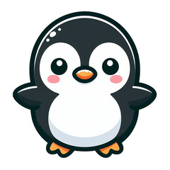 Obraz premium Cute baby penguin cartoon style logo illustration design, isolated,