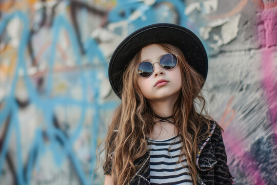 Hipster girl who has her own alternative, rock and roll style