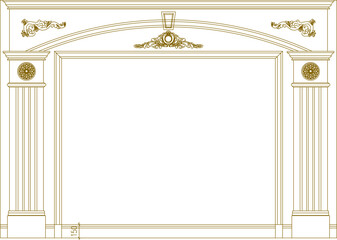 Vector sketch illustration of classical vintage roman greek entrance gate design