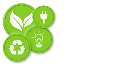 Green and Sustainable concept icons background, copy space