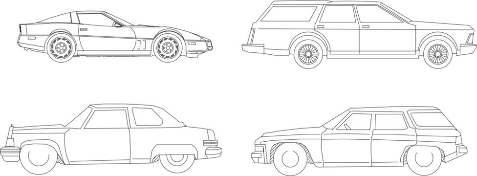 Vector sketch illustration of family transportation car design