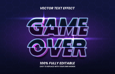 3d Game Over Neon Text Effect