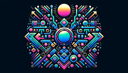 Fototapeta premium Abstract Pop Futurism: Luminous convolutional neural network symbolizes innovation and optimism.
