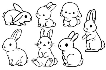 Bunny rabbit in continuous line art drawing style. Hare black linear sketch isolated on white background. Vector illustration