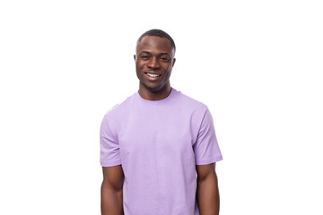young 30 year old american man dressed in cotton t-shirt with textile print mockup