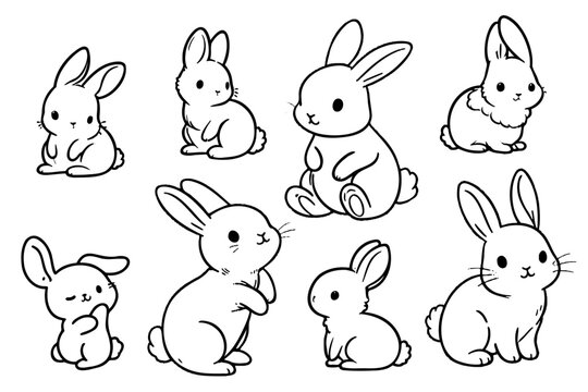 Bunny rabbit in continuous line art drawing style. Hare black linear sketch isolated on white background. Vector illustration