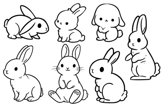 Bunny rabbit in continuous line art drawing style. Hare black linear sketch isolated on white background. Vector illustration