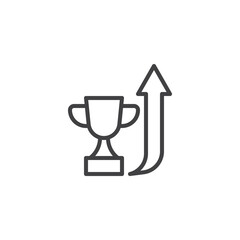 Growth arrow and cup line icon
