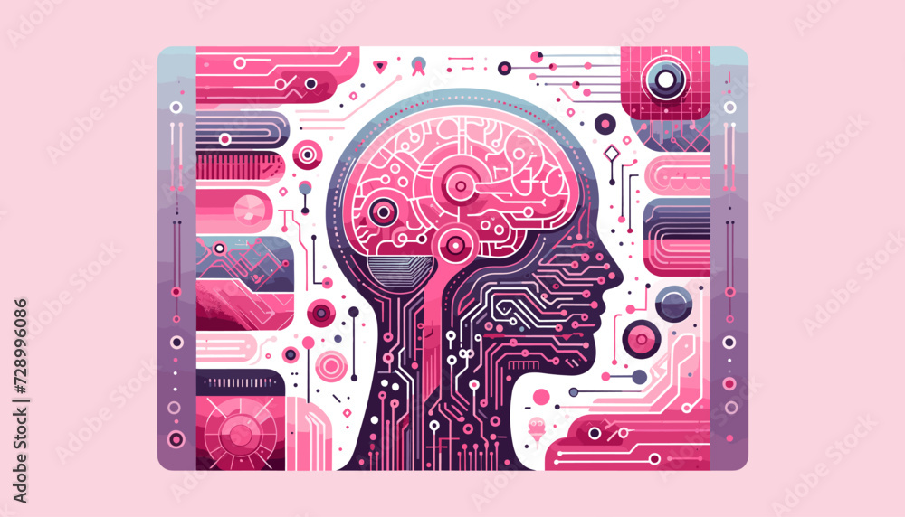 Wall mural concept flat vector illustration of artificial intelligence.