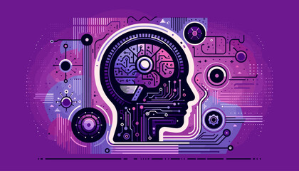 Concept flat vector illustration of artificial intelligence.