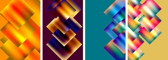 Colorful metal square abstract poster backgrounds