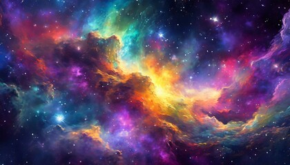 Fototapeta premium background with space, Colorful space galaxy cloud nebula. Stary night cosmos. Universe science astronomy. Supernova background wallpaper, Ai Generate
